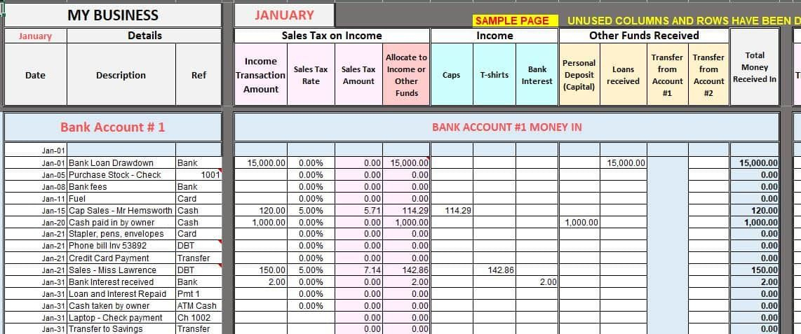Free Excel Bookkeeping Templates | Bookkeeping Templates for Business Accounts Excel Template