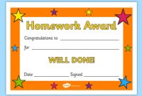 Free! – 👉 Editable Homework Award Certificate regarding Classroom Certificates Templates