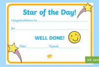 Free! – 👉 Star Of The Day Award Certificate intended for Star Award Certificate Template