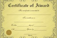 Free Golden Formal Award Certificate Template | Awards regarding Template For Certificate Of Award
