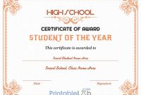 Free High School Student Of The Year Award Certificate with regard to Student Of The Year Award Certificate Templates