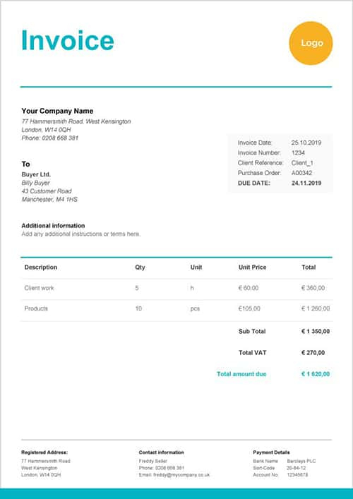 Free Invoice Template Uk | Excel, Pdf, Google Doc &amp; Word with regard to Business Invoice Template Uk