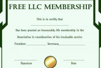 Free Llc Membership Certificate Template | Certificate for Llc Membership Certificate Template Word