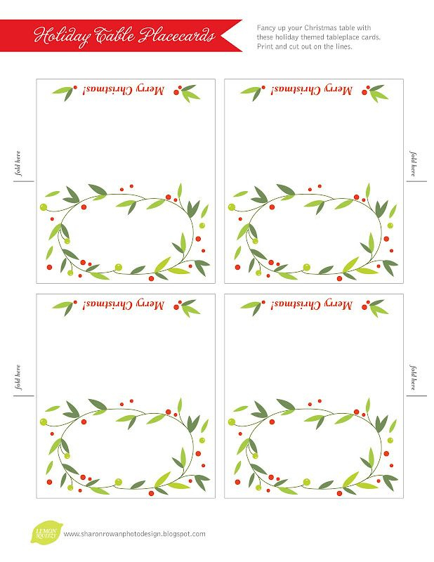 Free Place Card Template. | Christmas Card Templates Free with Christmas Table Place Cards Template