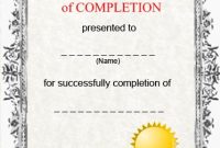 Free Printable Certificate Of Completion Template with Certificate Of Completion Template Free Printable