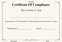 Free Printable Certificate Of Compliance Template pertaining to Certificate Of Compliance Template