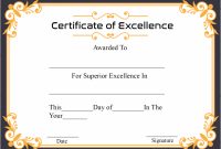 Free Printable Certificate Of Excellence Template for Free Certificate Of Excellence Template