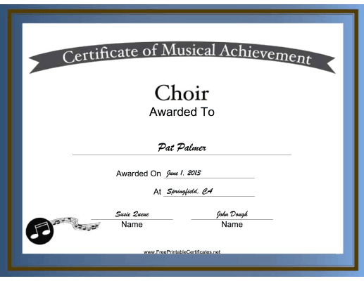 Free Printable Choir Certificates | Choir Vocal Music with Choir Certificate Template
