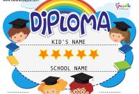 Free Printable Colorful Kids Diploma Certificate Template with Preschool Graduation Certificate Template Free