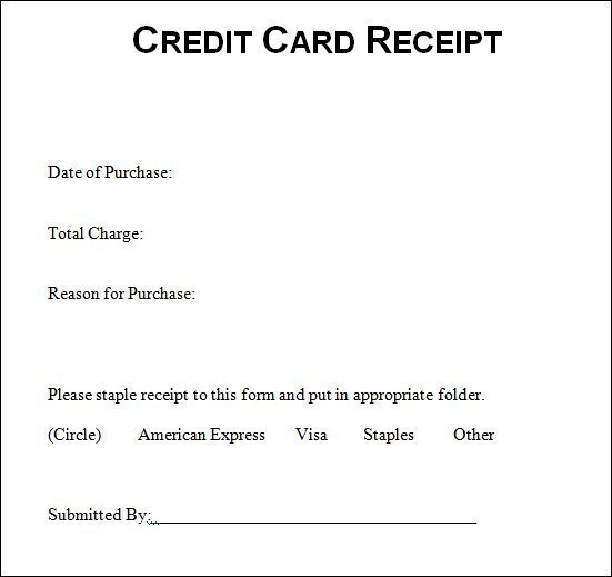 Credit Card Receipt Template 11  Professional Templates Ideas