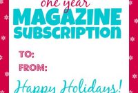 Free Printable Gift Tag For Magazine Subscriptions | Gift with Magazine Subscription Gift Certificate Template
