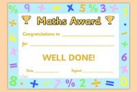 Free! – Printable Maths Certificate with Math Certificate Template