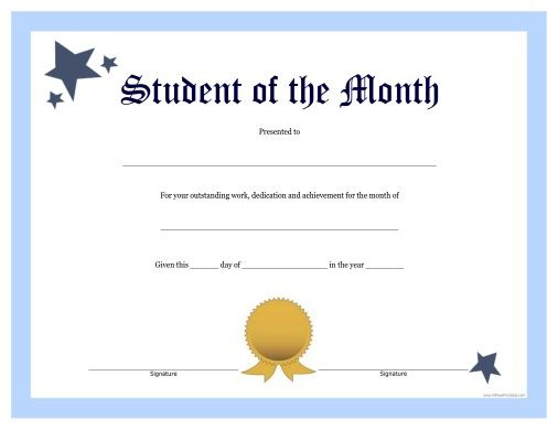 Free Printable Student Of The Month Certificate | Student Of pertaining to Free Printable Student Of The Month Certificate Templates