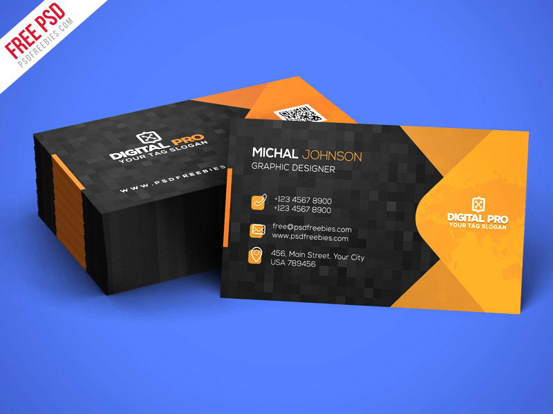 Free Psd : Modern Corporate Business Card Template Psd with Calling Card Psd Template