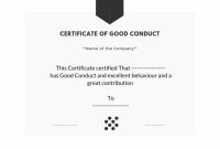 Free Sample Certificate Of Good Conduct | Certificate Template within Good Conduct Certificate Template