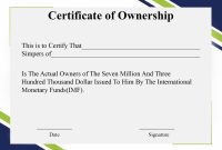 Free Sample Certificate Of Ownership Templates | Certificate regarding Certificate Of Ownership Template