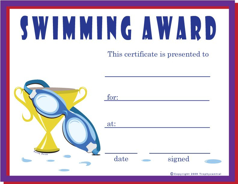 Free Swimming Certificates, Printable Swimming Certificate in Free Swimming Certificate Templates