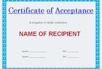 Generic Certificate Of Acceptance Template For Download | Hloom throughout Certificate Of Acceptance Template