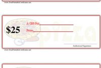 Gift Certificate – Pizza Printable Certificate regarding Pizza Gift Certificate Template