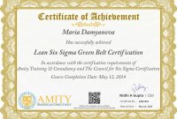 Green Belt Certificate Template 4 Di 2020 with Green Belt Certificate Template