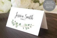 Greenery Place Card Template Printable Guest Name Card with regard to Table Place Card Template Free Download