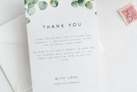 Greenery Wedding Thank You Card Template Eucalyptus Thank within Template For Wedding Thank You Cards