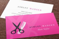 Hair Salon Hairstylist – Cute Girly Pink Business Card Template with Hair Salon Business Card Template