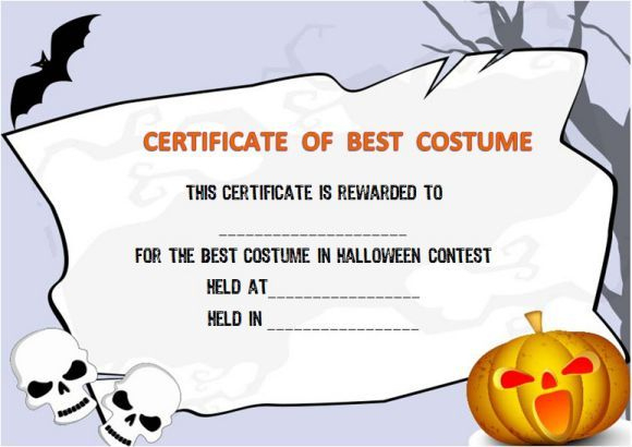 Halloween Costume Certificates With Best Designs And pertaining to Halloween Costume Certificate Template