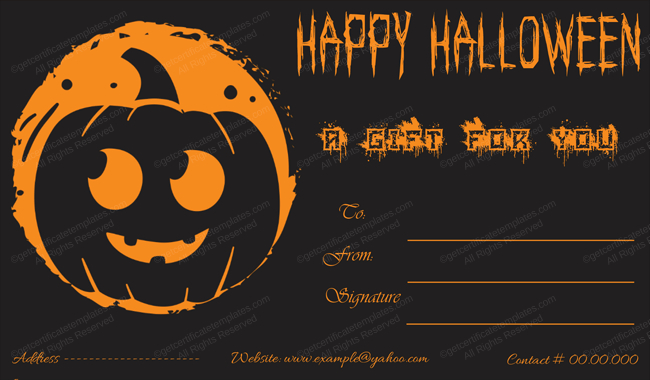 Halloween Gift Certificate Template 1 - Blank Certificate pertaining to Halloween Certificate Template