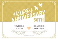 Happy 50Th Wedding Anniversary Greeting Card Template | Fotojet throughout Template For Anniversary Card