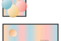 Happy Birthday Card (With Balloons And Stripes, Quarter-Fold) with Quarter Fold Birthday Card Template