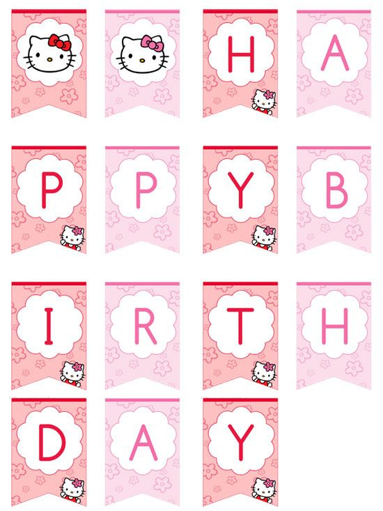 Hello Kitty Happy Birthday Banner - Printable Treats | Hello with Hello Kitty Banner Template