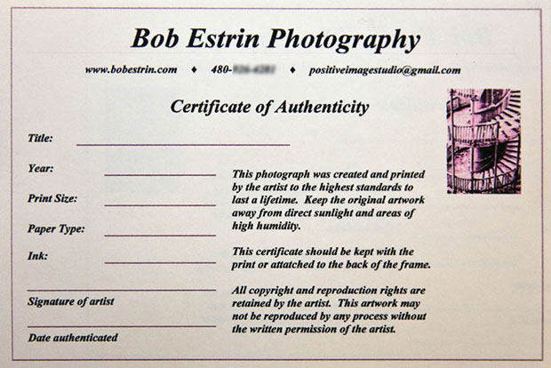 How To Create A Certificate Of Authenticity For Your Photography with Certificate Of Authenticity Photography Template