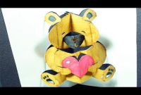 How To Make A Teddy Bear: Pop-Up Card | Free Template – (Kirigami 3D)  Valentine's Day Greeting! with Teddy Bear Pop Up Card Template Free