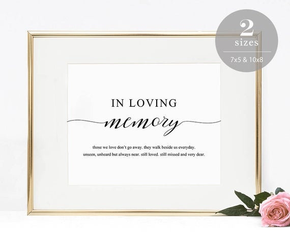 In Loving Memory Sign Template, Printable In Memory Sign, Wedding Sign,  Memorial Table Sign, Templett Pdf Jpeg Download #spp007Lm intended for In Memory Cards Templates