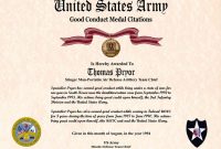 Individual Award Certificate, Military Training, Unit Awards regarding Army Good Conduct Medal Certificate Template