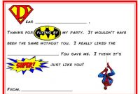 Instant Download: Superhero "fill In The Blank" Thank You throughout Superhero Birthday Card Template