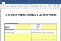 Iso 22301 Business Impact Analysis (Bia) Toolkit pertaining to It Business Impact Analysis Template