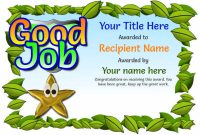 Junior School Certificates – Free Certificate Templates intended for Good Job Certificate Template