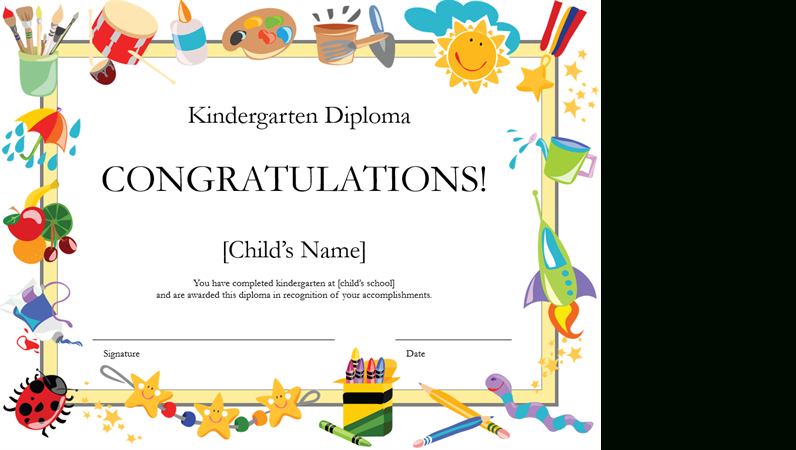 Kindergarten Diploma Certificate pertaining to Free Printable Graduation Certificate Templates