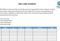 Kostenloses Bin Card Format regarding Bin Card Template