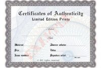 Limited Edition Blank Certificate Of Authenticity -Prestige with regard to Photography Certificate Of Authenticity Template