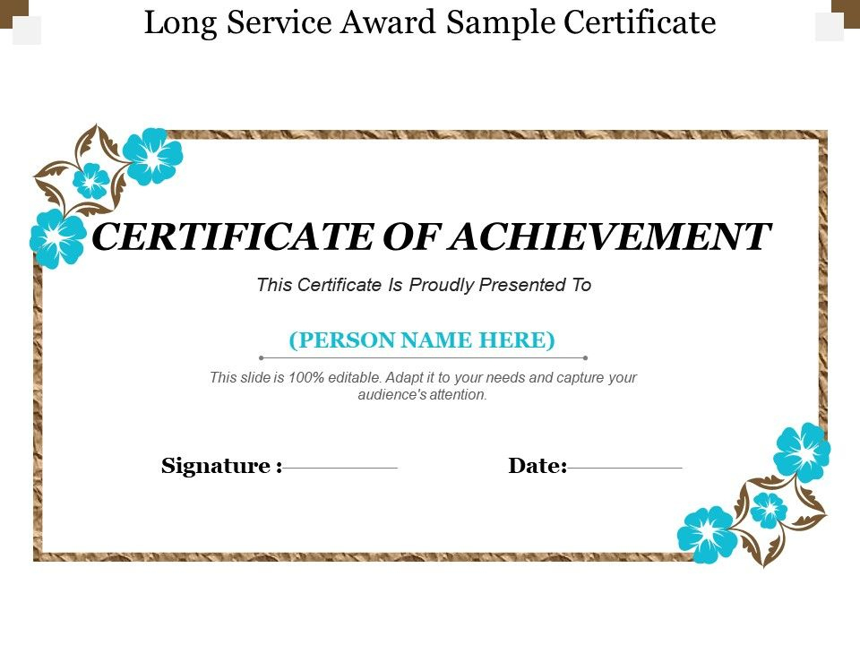 Long Service Award Sample Certificate | Presentation throughout Long Service Certificate Template Sample