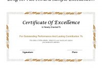 Long Service Award Sample Excellence Certificate | Templates intended for Award Of Excellence Certificate Template