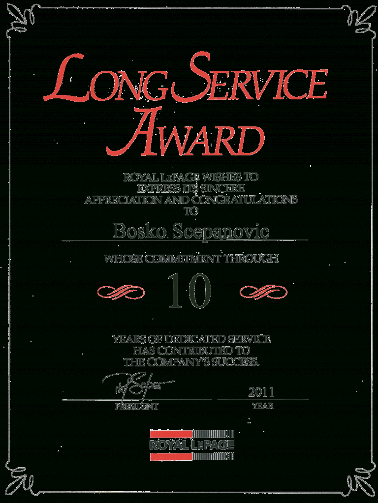 Long Service Certificate Template Sample (1) | Professional regarding Long Service Certificate Template Sample