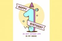 Lovely First Birthday Invitation Card Template | Free Vector with First Birthday Invitation Card Template