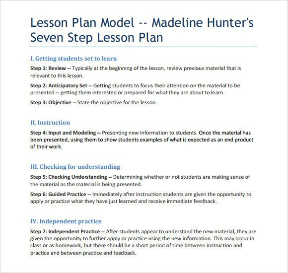 Madeline Hunter Lesson Plan Template Lovely Sample Madeline within Madeline Hunter Lesson Plan Template Blank