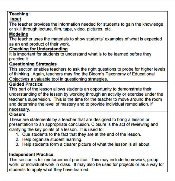 Madeline Hunter Lesson Plan Template (With Images regarding Madeline Hunter Lesson Plan Blank Template