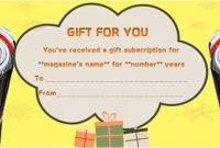 Magazine Subscription Gift Certificate Template : 15+ intended for Magazine Subscription Gift Certificate Template