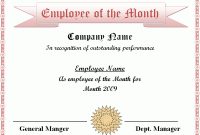 Manager Of The Month Certificate Template In 2020 | Employee throughout Manager Of The Month Certificate Template